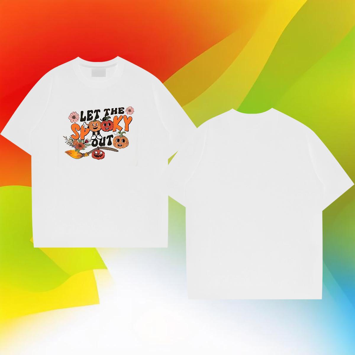 Customized T shirt 230g 100% Cotton pumpkin Street Casual Polos Breathable Short Sleeve Wholesale Tshirt for Man Woman Black Oversized