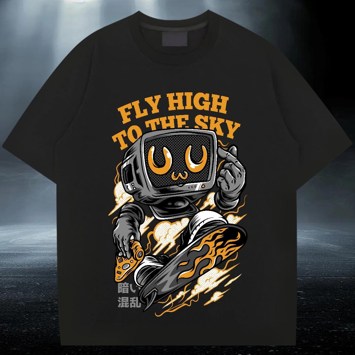 Comfortable Men Clothes T-Shirt 100% Cotton 230g Anime Printing Street ET Asian Size Breathable Crew Neck Fashion Designer T shirt Tshirts