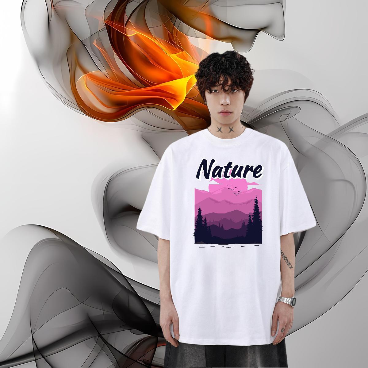 New Designer T-Shirts for Men 230g 100% Cotton tree Hip Hop Street Clothes Short Sleeve Soft Popular Couples T Shirts DIY Printed