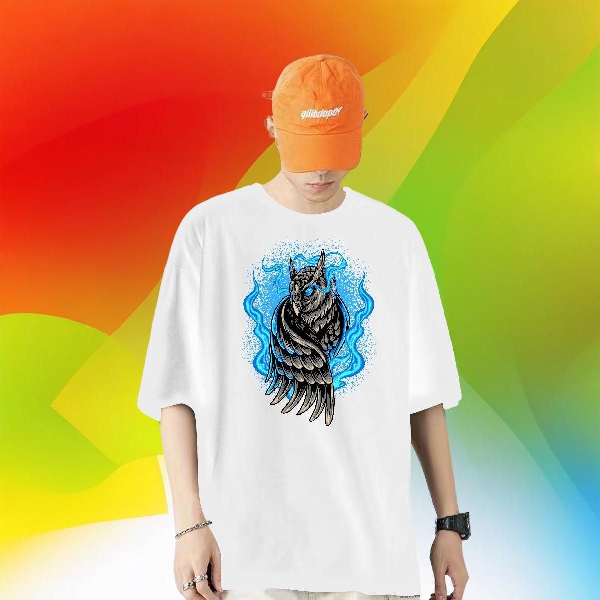 Fashion Design Men T Shirts 230g Pure Cotton eagle Hip Hop Street Tees Shirts Breathable Crew Neck Unisex Mens Tshirts Floral Print