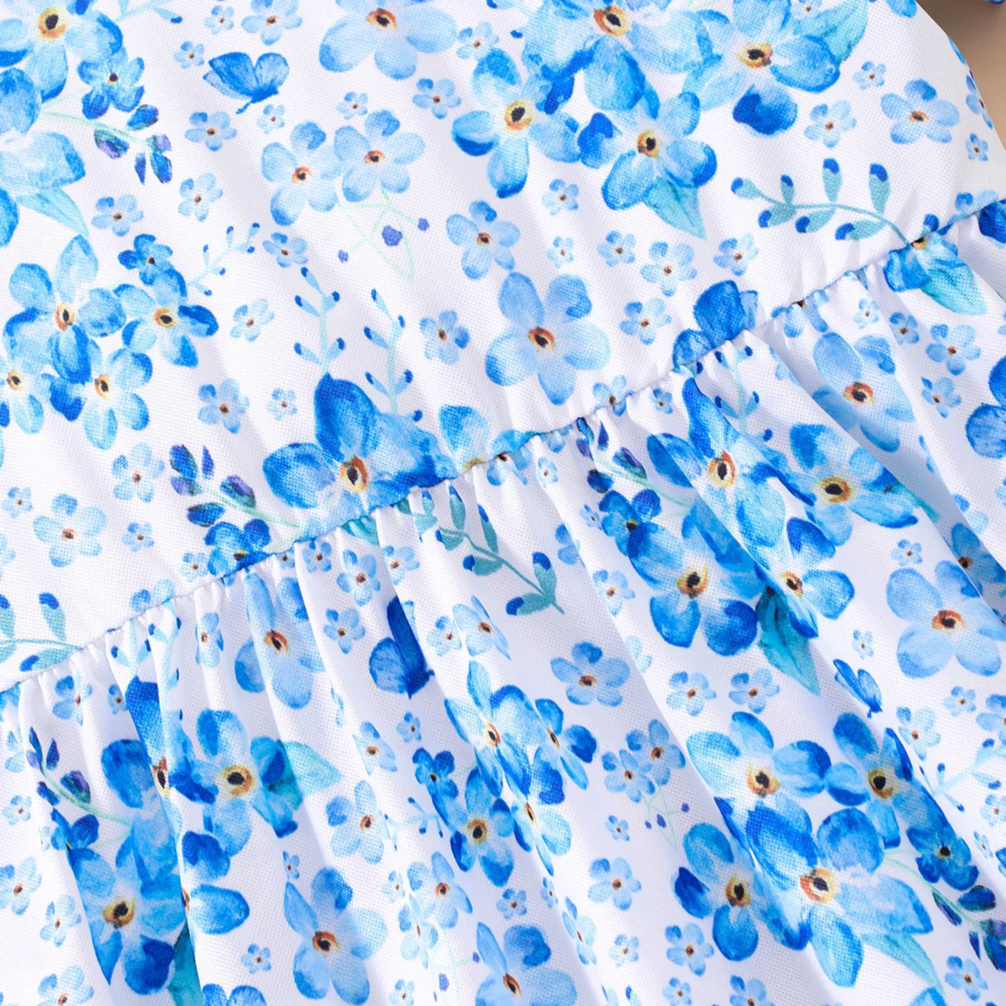 Floral Allover Graphic A-line dress for girls short sleeved casual dress for holidays/summer outingsW240720