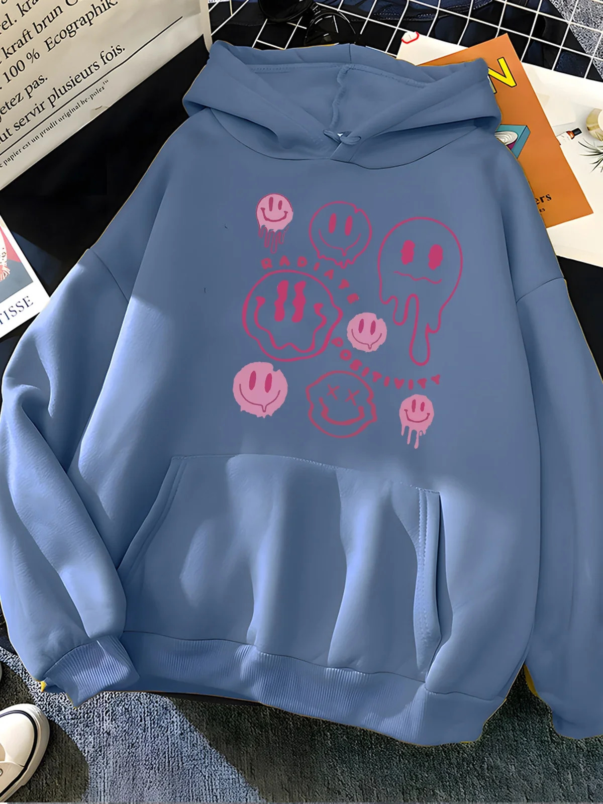 Hirsionsan Funny Graphic Print Hoodies Women Soft Loose Sportwear Female Sweatshirt Warm Fleece Ladies Clothes Polyester Y2k 240806
