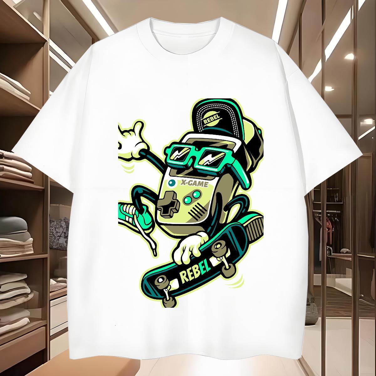 DIY T-Shirts skateboarding Tees 100% Cotton 230g Hip Hop Cool White Plus Size Breathable Crew Neck Couples T Shirts