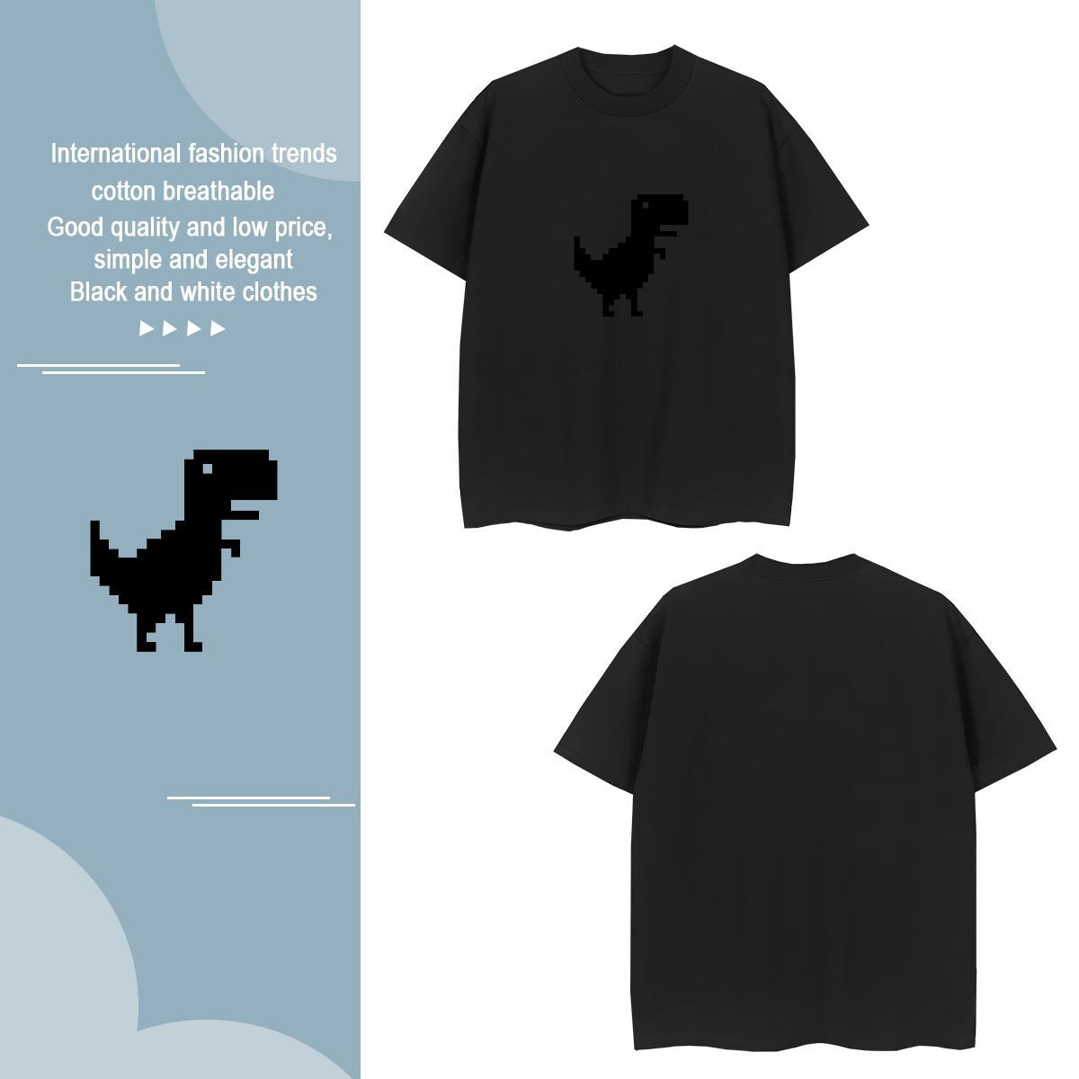Free Shipping Men Tshirts 230g Pure Cotton dinosaur T shirt Street Casual O Neck Short Sleeves Oversized New Arrival Tees