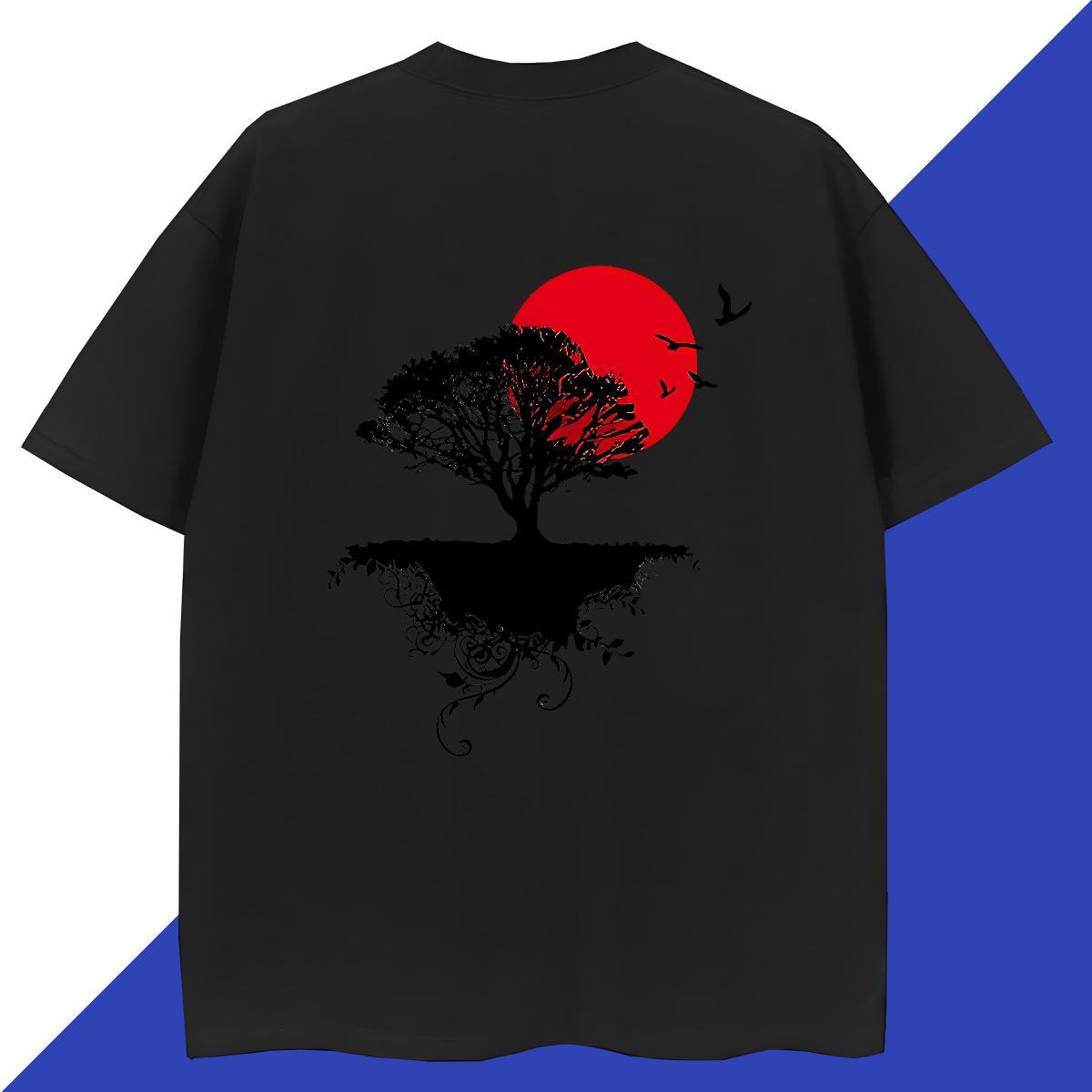 Free Shipping Men Clothes T-Shirt 230g Pure Cotton Daily Outfit sun Graphic O-Neck Short Sleeve Customized T Shirt For Man Tops Shirt