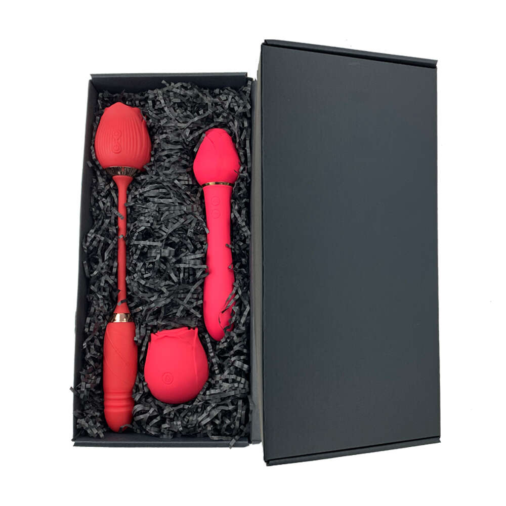 Rose Combination 3 Pieces/Set Gift Box Rose Shaped Vibrating Rose Vibrator Sex Toys For Woman Clit Tongue Sucking Vibrator