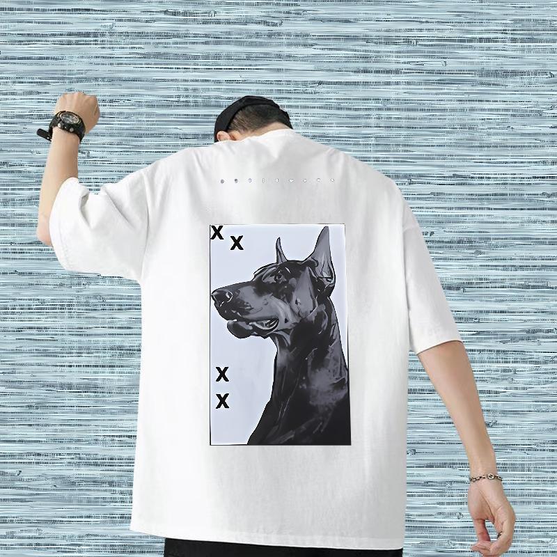 Fashion New Men T Shirts 230g Cotton dog Beach Tshirts Breathable Short Sleeve Free Shipping Tshirt for Man Woman Black Oversized