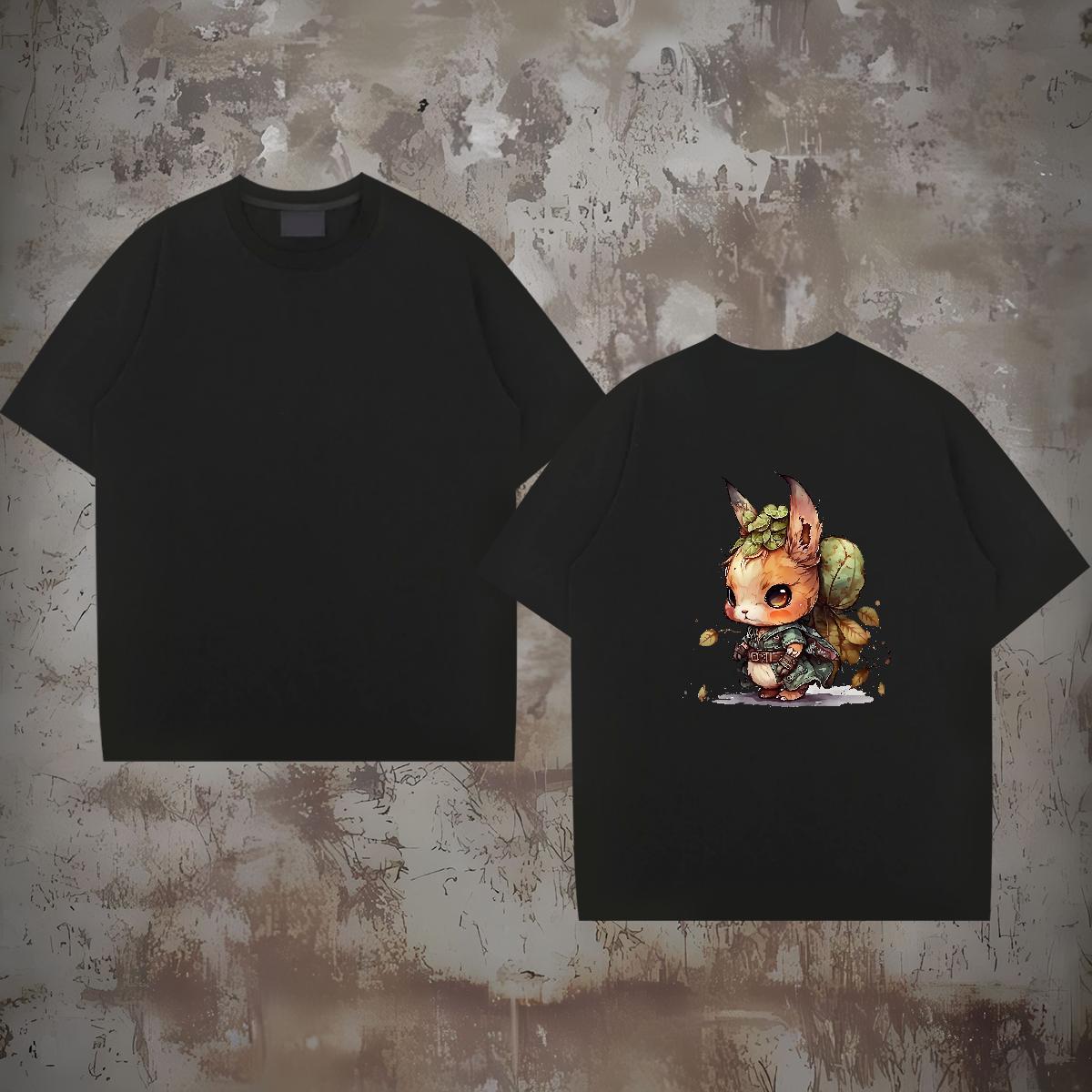 Classic T Shirt For Man 100% Cotton 230g rabbit Hip Hop Street Wear O-Neck Short Sleeve Unisex Men Tees Anime Print