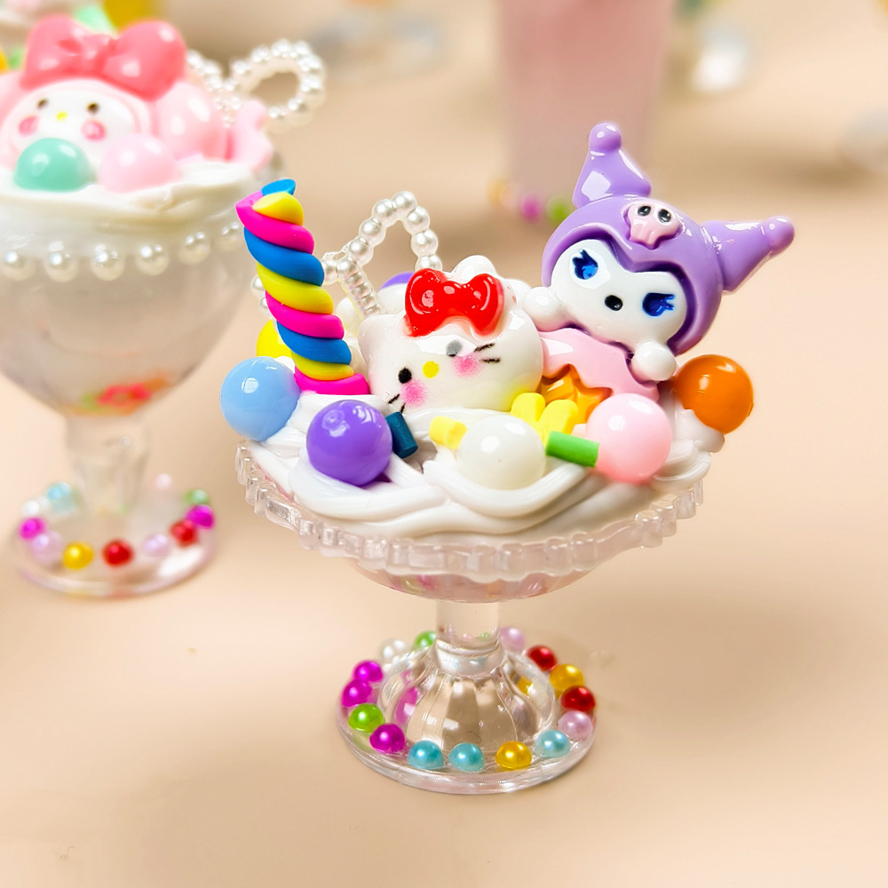 Simulated ice cream cup children's handmade DIY dessert cup cream gel material package set homemade smoothie cup toy