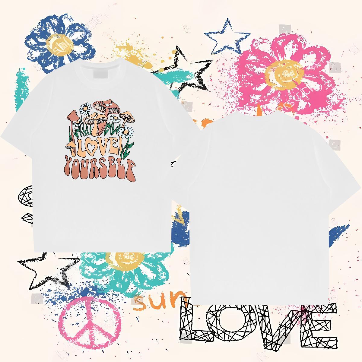 Fashion Men T Shirts 230g Cotton mushroom Outdoor Clothes Round Neck Short Sleeve Popular Mens Tshirts Cartoon Printing L-4XL