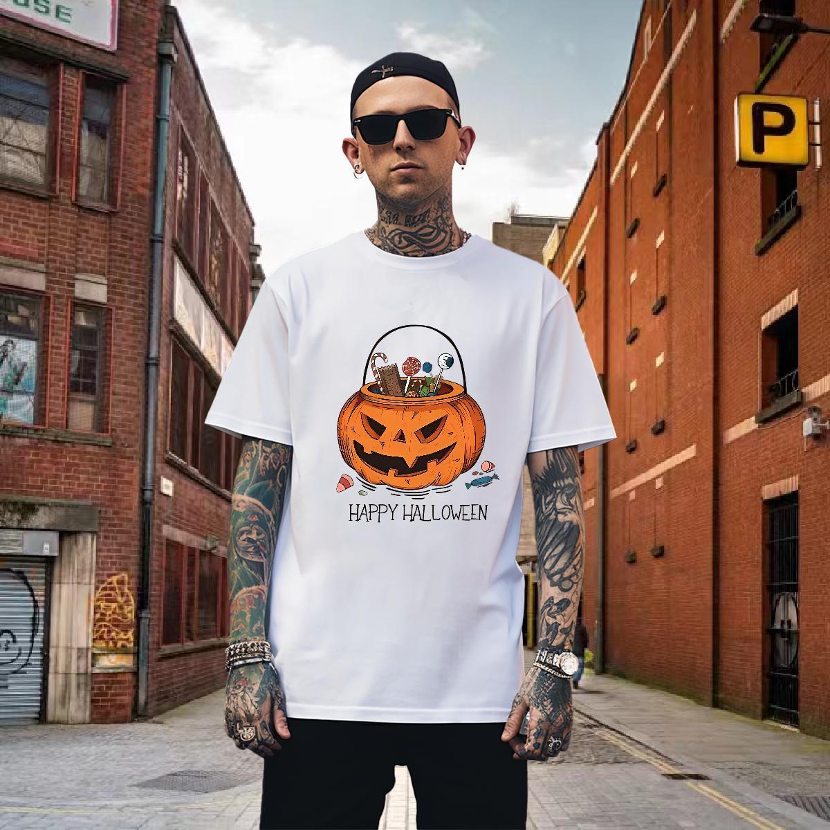 T-Shirts 230g 100% Cotton pumpkin Street Casual Short Sleeve Soft Customized Couples T Shirts Fashion TOP Quality Tops Tees