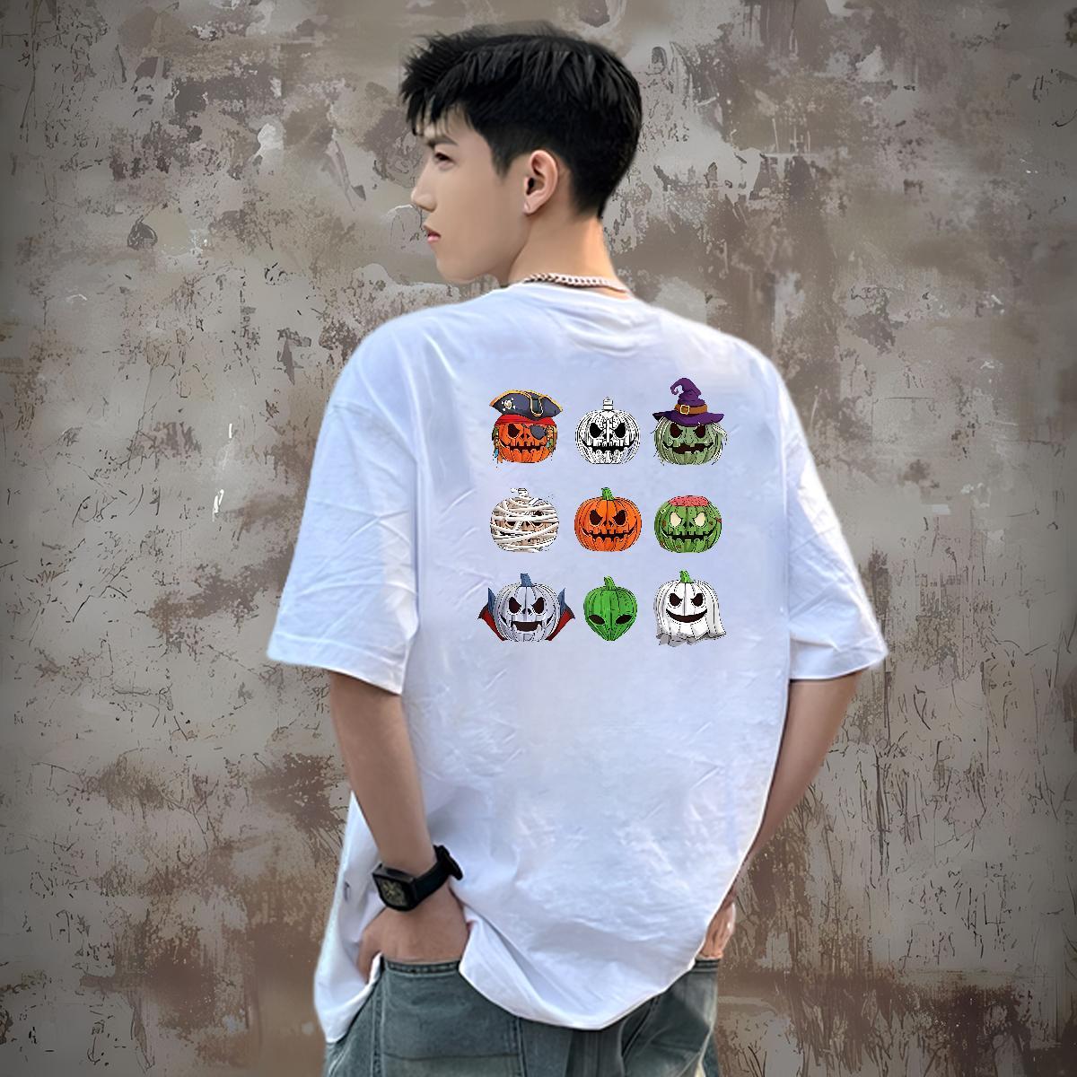 Fashion Design T-Shirts for Men 230g 100% Cotton pumpkin Home Outdoor Polos Breathable Short Sleeve Free Shipping Couples T Shirts Black Oversized