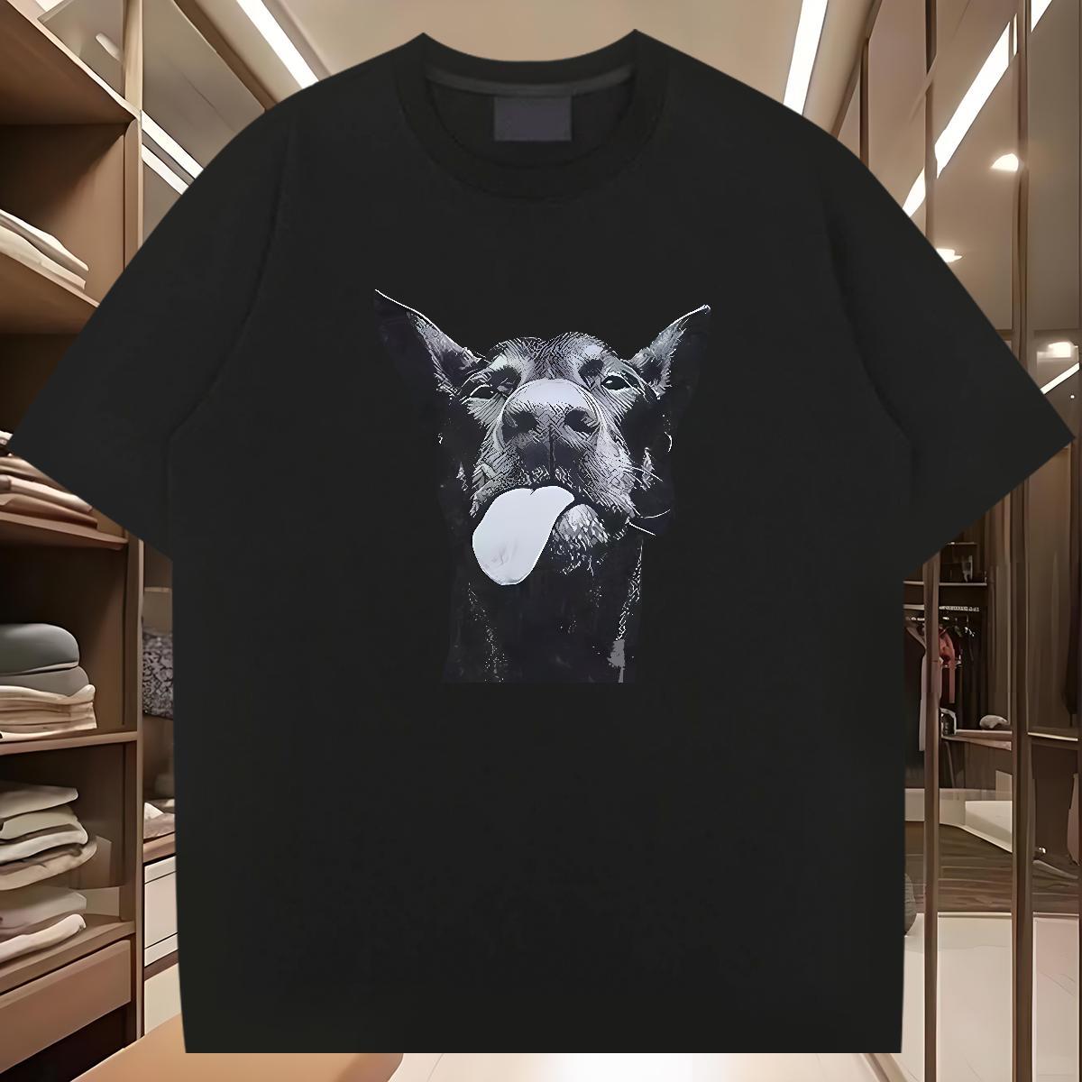 New Men T Shirts 230g 100% Cotton Dog Sports Casual Tops Tees Breathable Crew Neck Comfortable Couples T Shirts White Plus Size