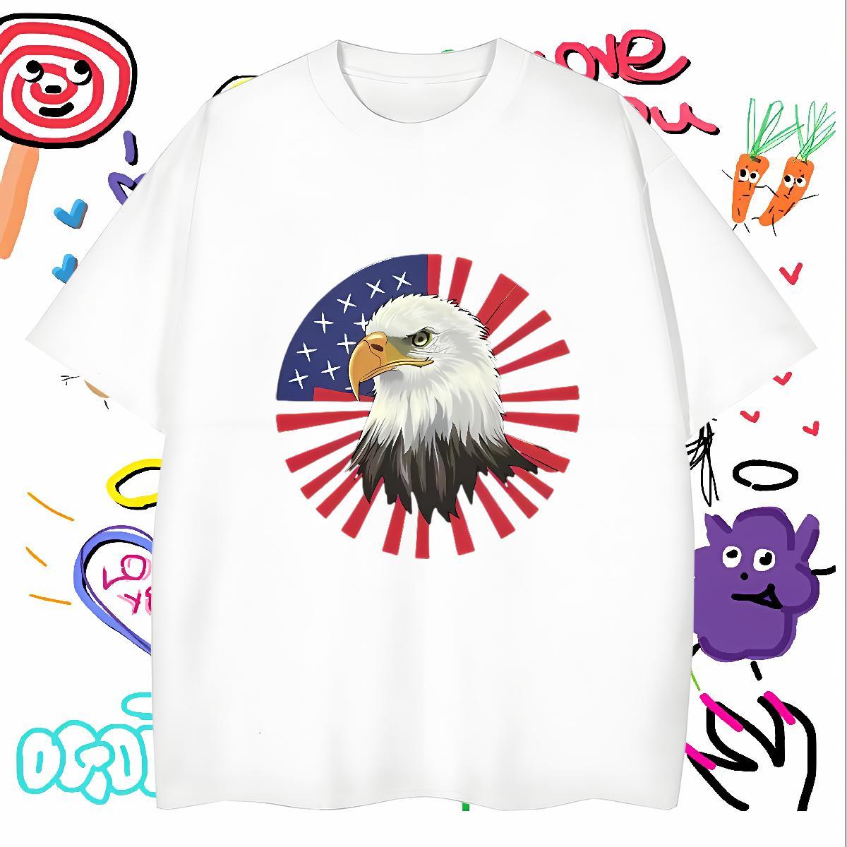 2024 Designer Mens T Shirts 230g Pure Cotton eagle Street wear Hip Hop Polos Round Neck Short Sleeve Popular Men Tshirts Custom Big Size