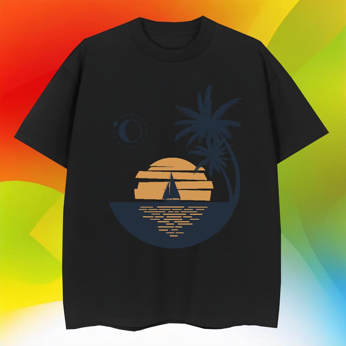 Brand Mens Tshirts 100% Cotton 230g Street wear Hip Hop sea Cartoon Print Breathable Crew Neck Fashion Design Men T Shirts Tees Shirts