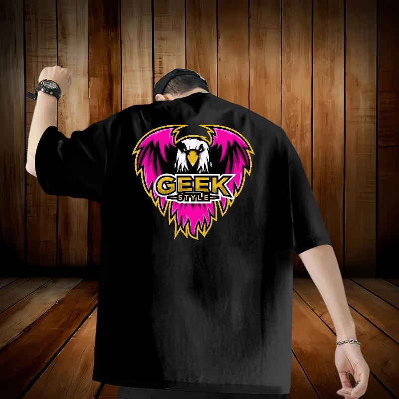 Factory Direct T Shirt For Man 230g 100% Cotton eagle Daily Wear Tops Tees Breathable Comfortable Men Clothes T-Shirt Black White