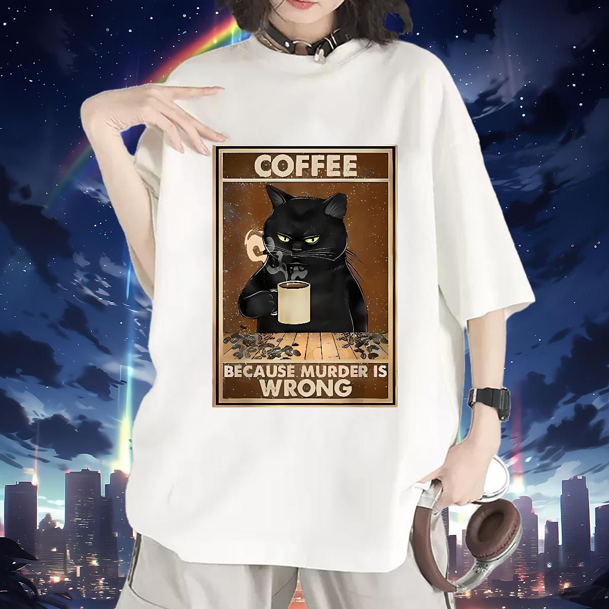Loose T-Shirts for Women Short sleeve Soft Tshirt for Man Woman Cartoon Printing L-4XL cat Sport 230g 100% Cotton 2024 DIY Polos
