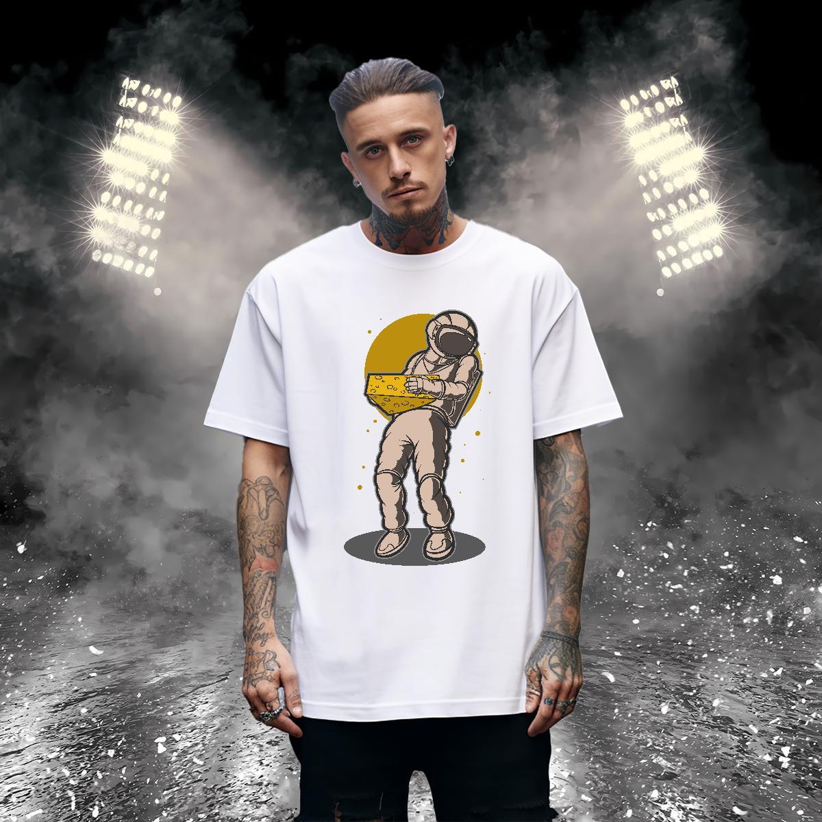 T shirt 100% Cotton 230g universe Anime Printing Street Crew Neck Breathable Skull Men Tees Fashion Design Comfortable Wear