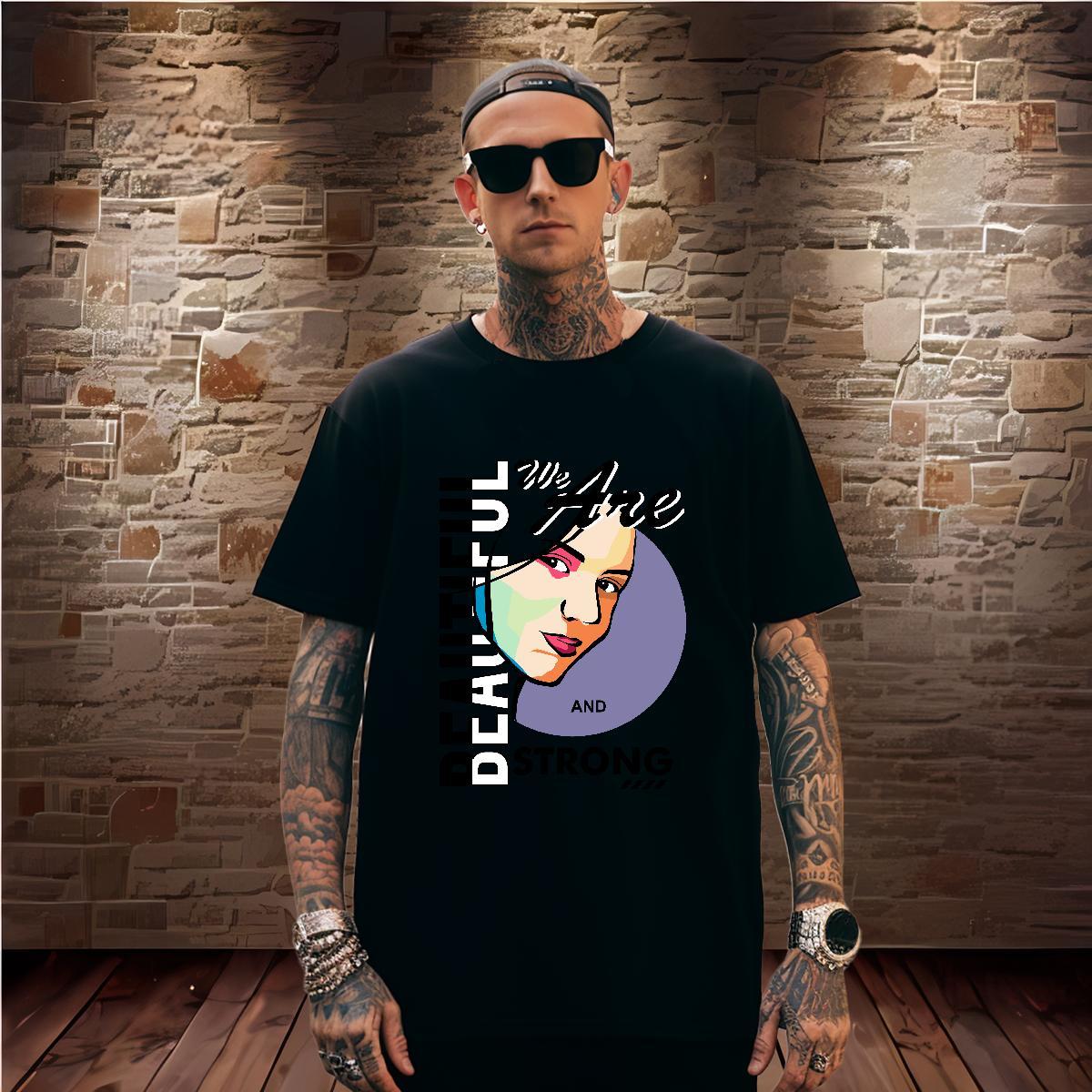T-Shirts for Men 230g Cotton portrait Summer Casual Breathable Short Sleeve DIY Men Tops Tees Fashion New Brand Tops Shirt