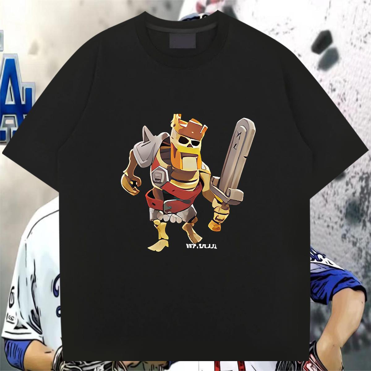 T Shirts Men 100% Cotton 230g comic Sports Casual Breathable Floral Print Men Tshirts 2024 Summer Unisex Tops Shirt