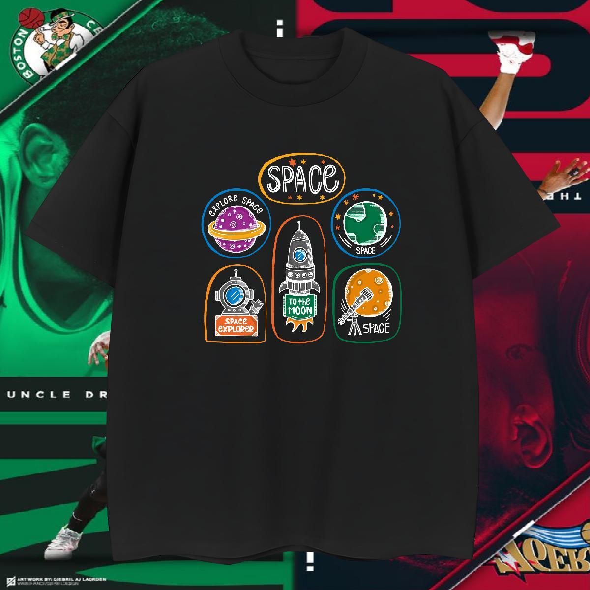 T-Shirts for Men 230g 100% Cotton planet Street wear Hip Hop Crew Neck Breathable Customized Print Tshirt for Man Woman Fashion Designer Cool Clothing