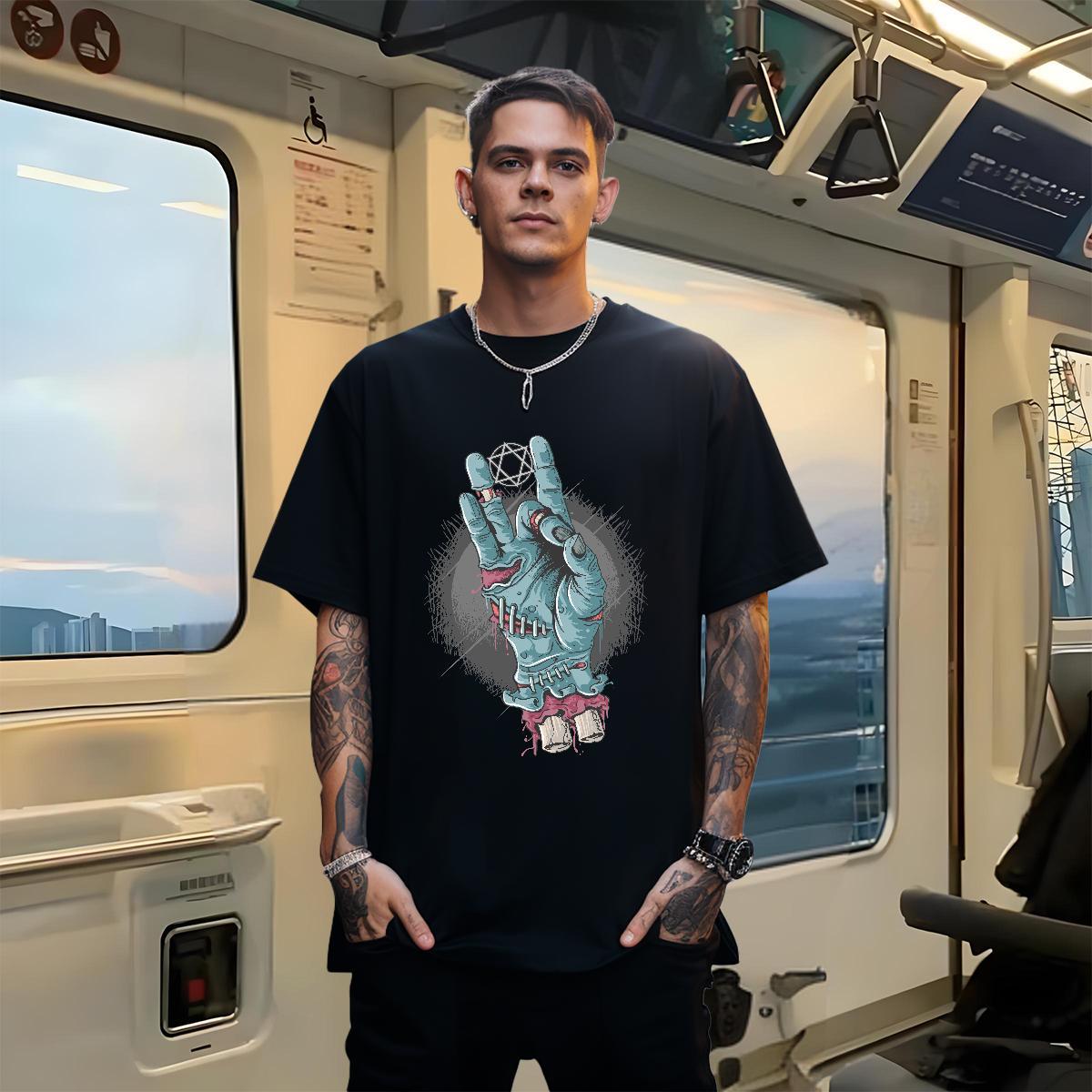 Casual New Man T Shirts 100% Cotton 230g Halloween Summer Casual Tops Shirt Breathable Crew Neck High Quality Men Tops Tees Custom Printing