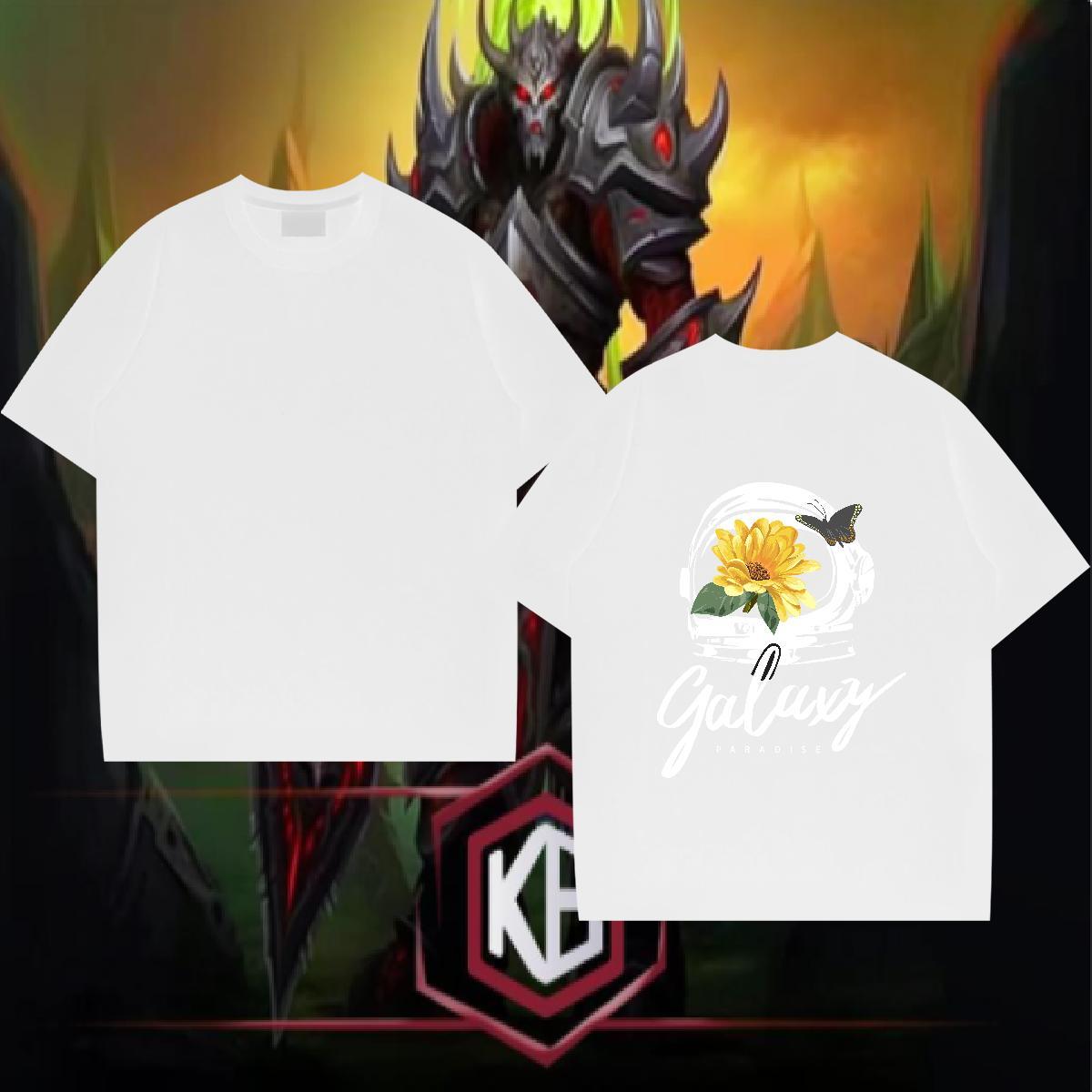 Wholesale T shirt 230g Pure Cotton flower Sports Casual Tops Crew Neck Breathable TOP Quality Men Tees Skull