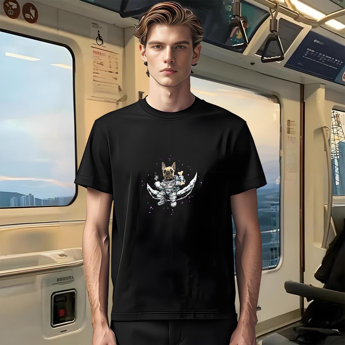 Stylist T-Shirts for Men 230g Cotton dog Hip Hop Street Tops Tees Breathable Short Sleeve Soft Men Tops Tees Customized