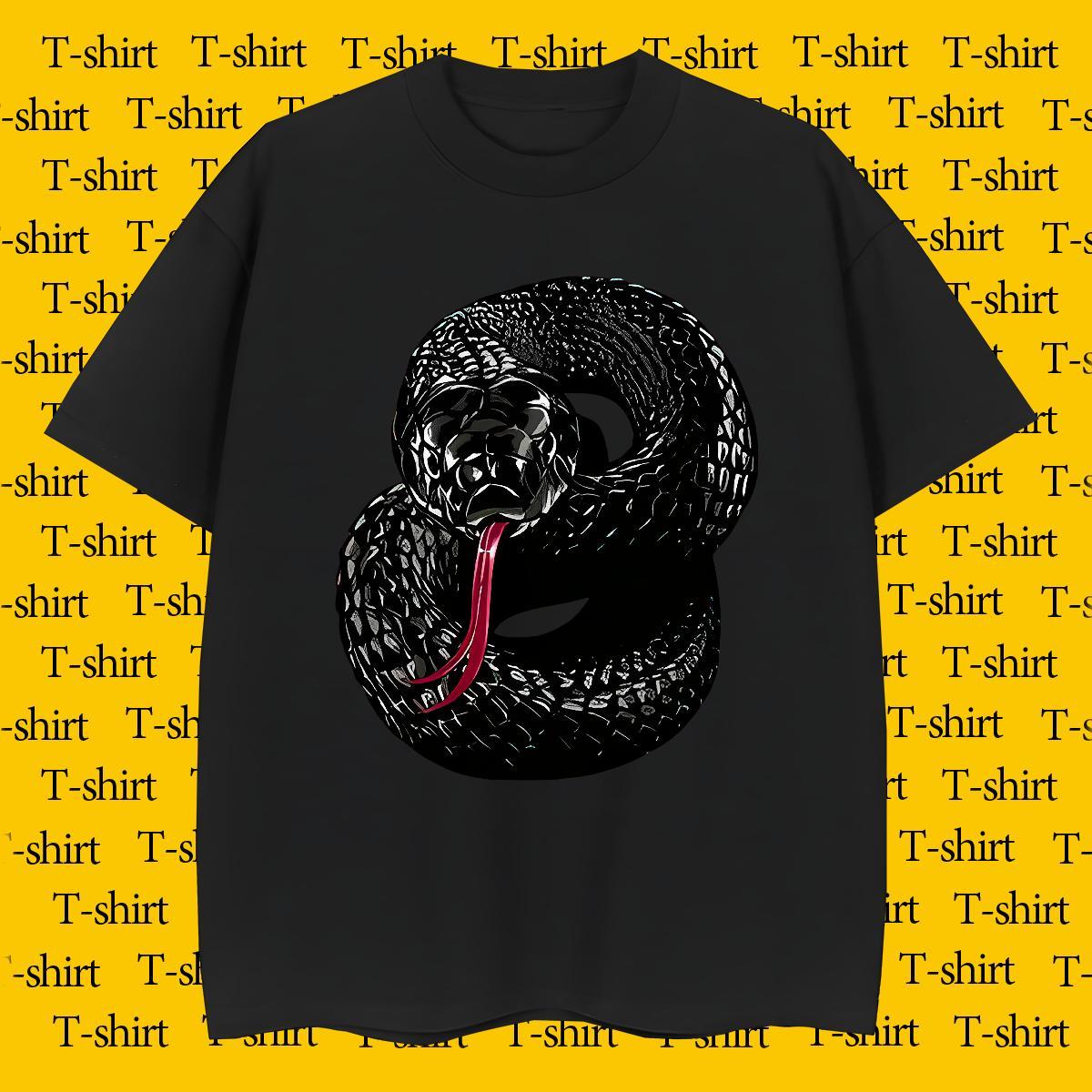 Soft Couples T Shirts 230g Pure Cotton snake T Shirts Men Daily Outfit Crew Neck Breathable Black White Brand Tee Shirt