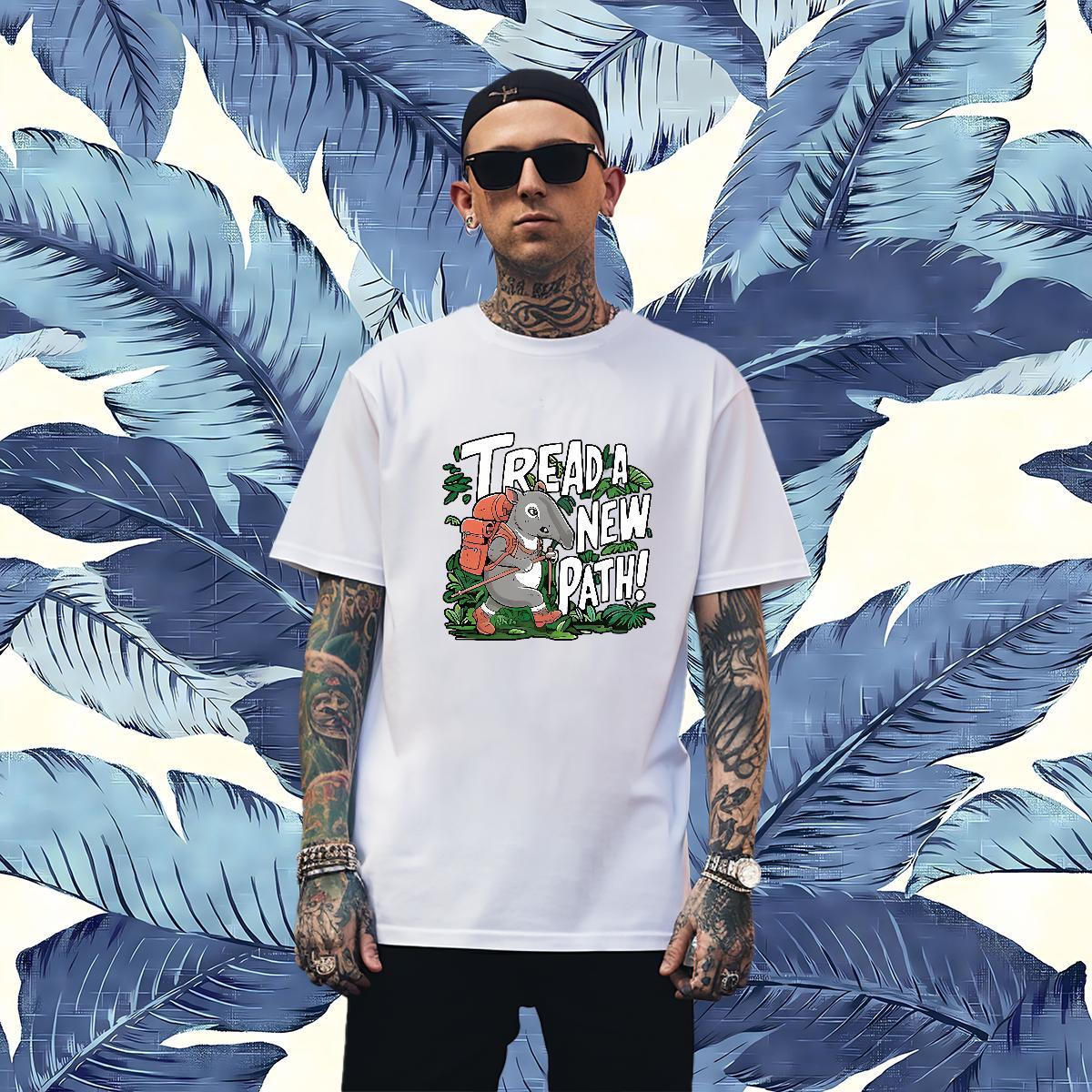 Loose Tshirt for Man Woman 230g Pure Cotton rhinoceros T-Shirts Home Outdoor Round Neck Short Sleeve Oversized 4XL Fashion Top Tees