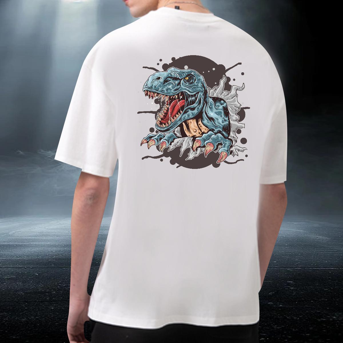 New Arrival T-Shirts 230g Cotton dinosaur Anime Printing Street Wear Breathable Crew Neck Classic Mens Tshirts Oversized