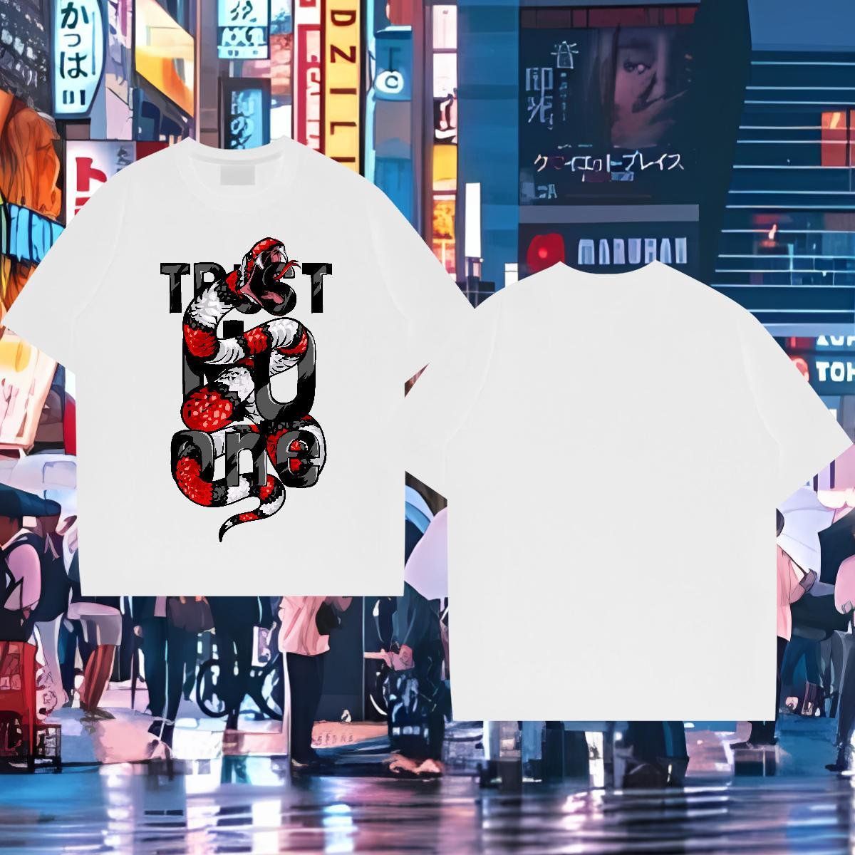 DIY Customized T-Shirts 230g Pure Cotton snake Street Casual Tops Shirt Breathable Short Sleeve Cool Men Tshirts DIY Printed