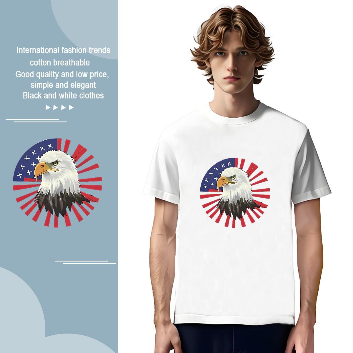 T Shirt For Man 230g Pure Cotton eagle Street Breathable Short Sleeve Asian Size Men Tops Tees New Designer Cool Tshirts