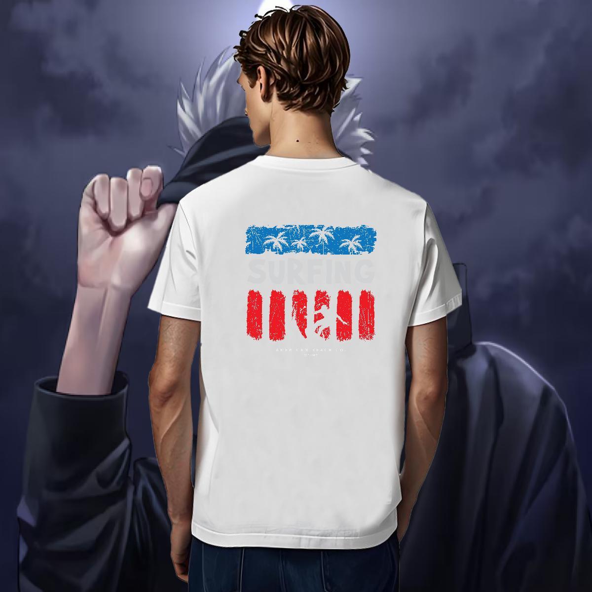 Fashion Casual T shirt 100% Cotton 230g tree High Street Hip Hop Wear Round Neck Short Sleeve Brand Men Tops Tees Plus Size Cartoon