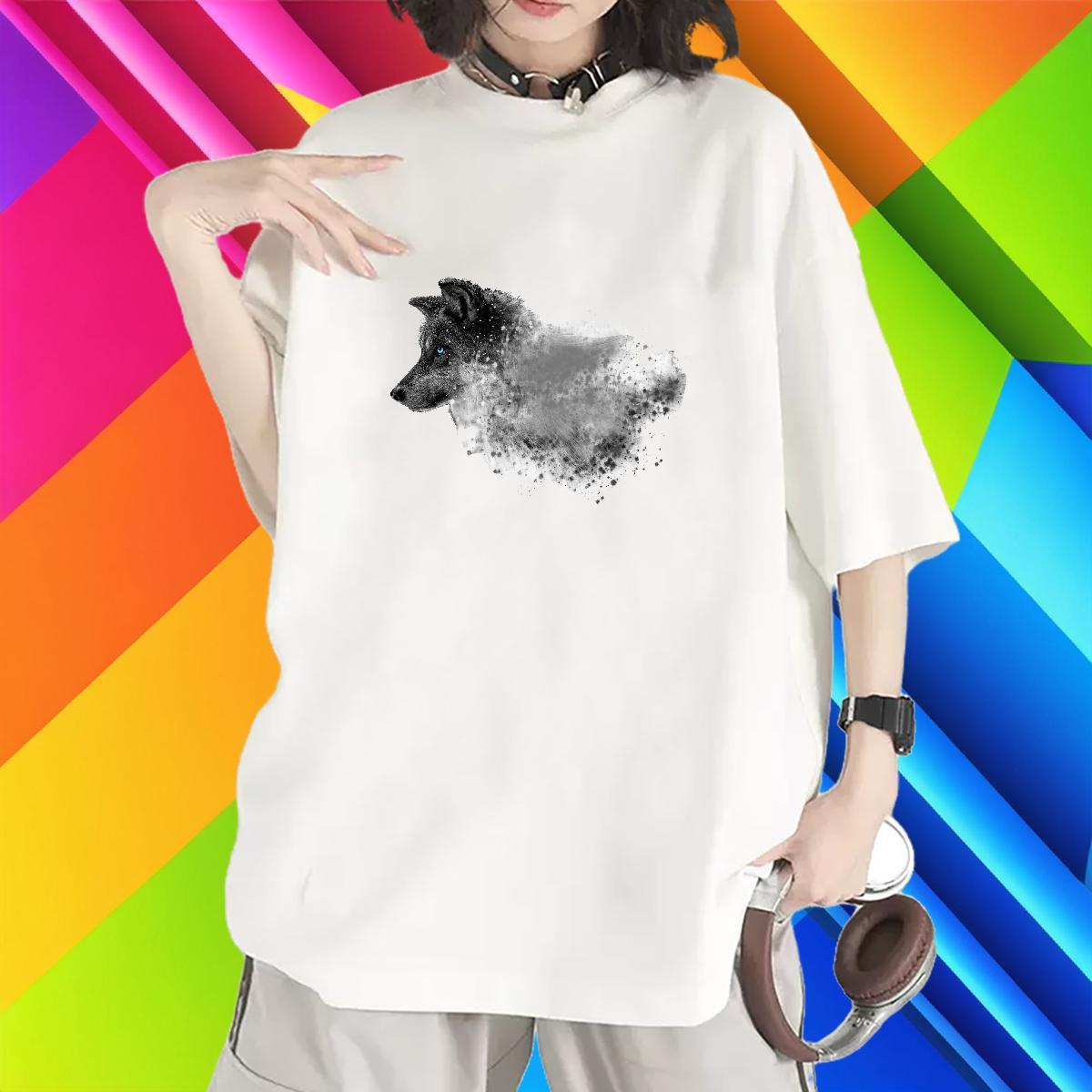 Free Shipping T shirt O Neck Short Sleeves Lady T shirt Custom Print Oversized wolf Casual Daily Wear 230g 100% Cotton 2024 Tees