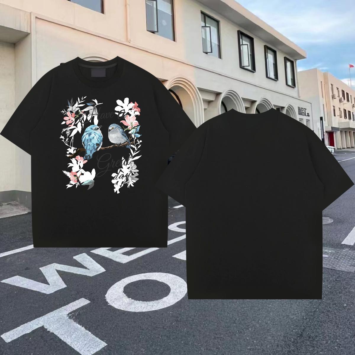 Fashion Casual Mens T Shirts 230g Cotton bird Street wear Hip Hop Clothings Pure Cotton Wholesale Men Clothes T-Shirt Plus Size Custom
