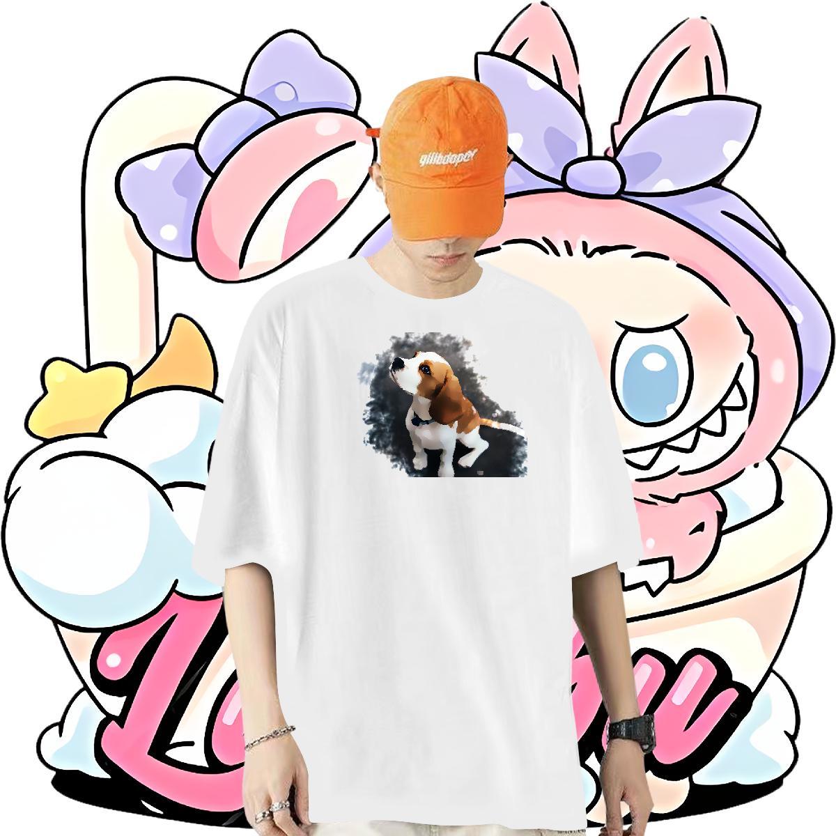2024 Designer T-Shirts for Men 230g Pure Cotton dog Street wear Hip Hop Tops Crew Neck Breathable Comfortable Men Clothes T-Shirt Plus Size Cartoon