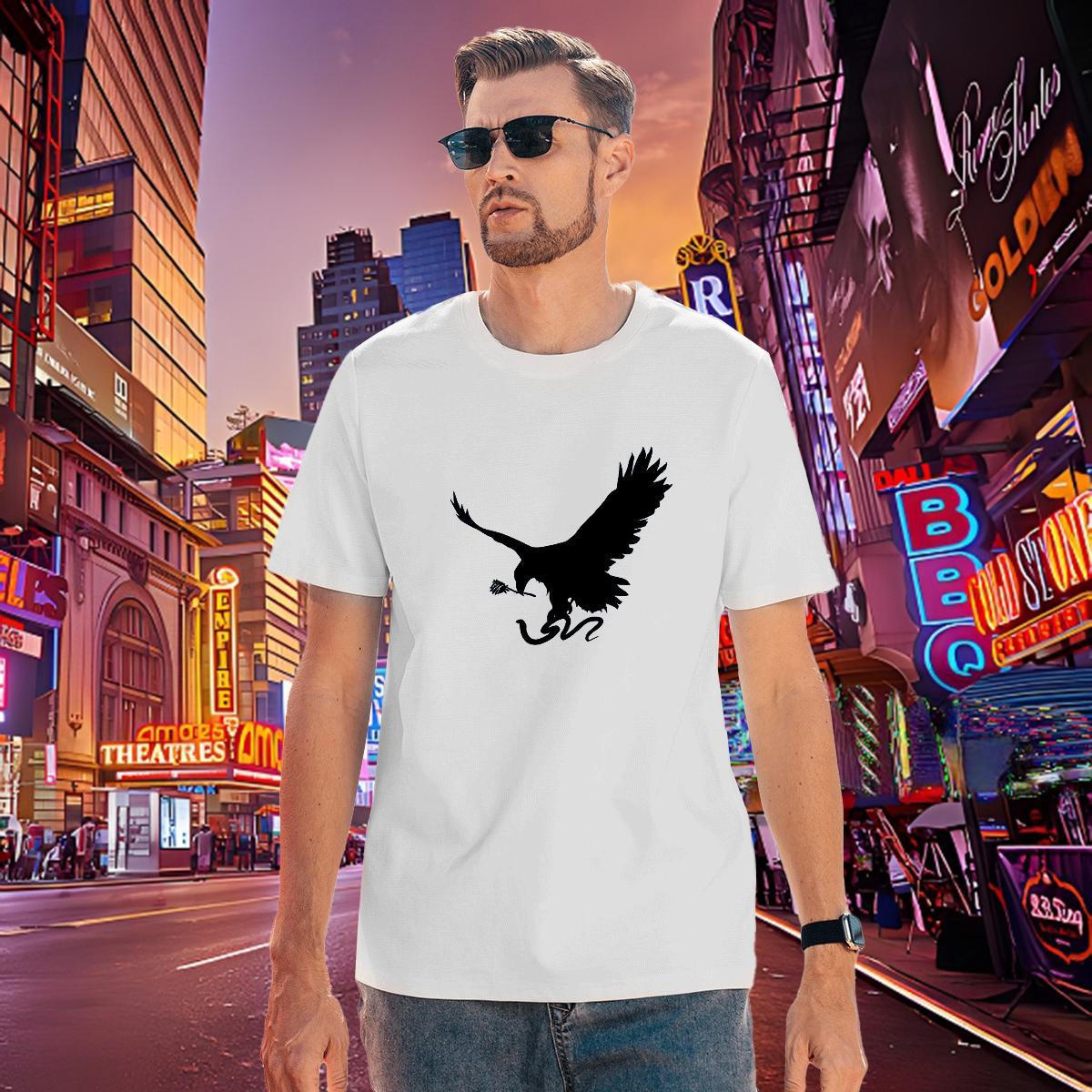 Soft Men Tops Tees 230g Cotton eagle T-Shirts for Men Hip Hop Street Short Sleeve Soft Custom Cartoon Wholesale Clothings