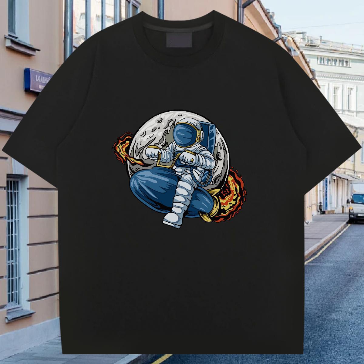 T Shirt For Man 100% Cotton 230g universe Casual Beach Short Sleeve O-Neck Custom Print Oversized Men Tops Tees Fashion Casual Brand Tshirts