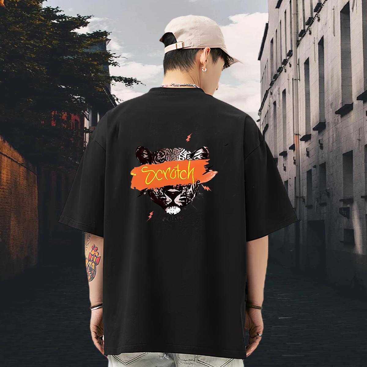 Classic T-Shirts for Men 230g 100% Cotton leopard Sports Casual Tops Breathable Crew Neck Wholesale Men Tees Graphic