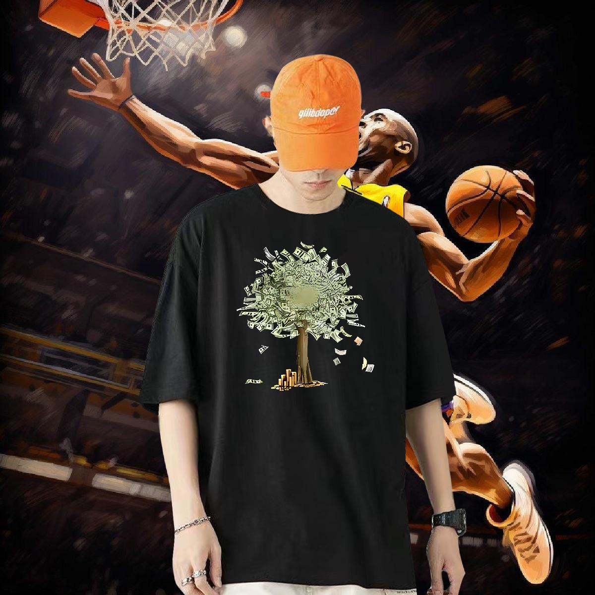 2024 New Man T Shirts 100% Cotton 230g tree Outdoor Polos O Neck Short Sleeves Cool Design Tshirts Oversized 3XL 4XL