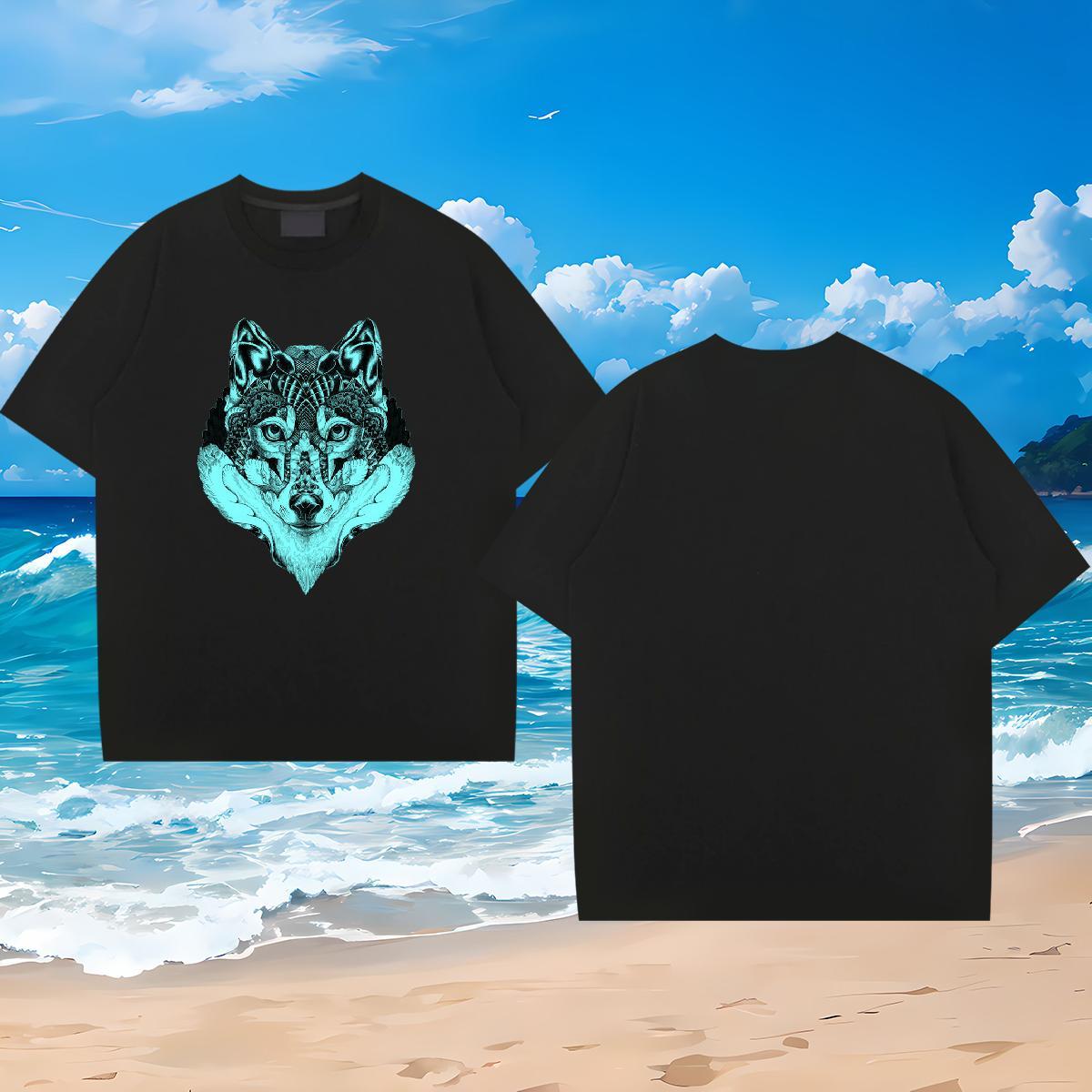 Classic Men T Shirts 230g 100% Cotton wolf Casual Daily Wear Tees Shirts Breathable Short Sleeve Designer Tshirts Custom Anime