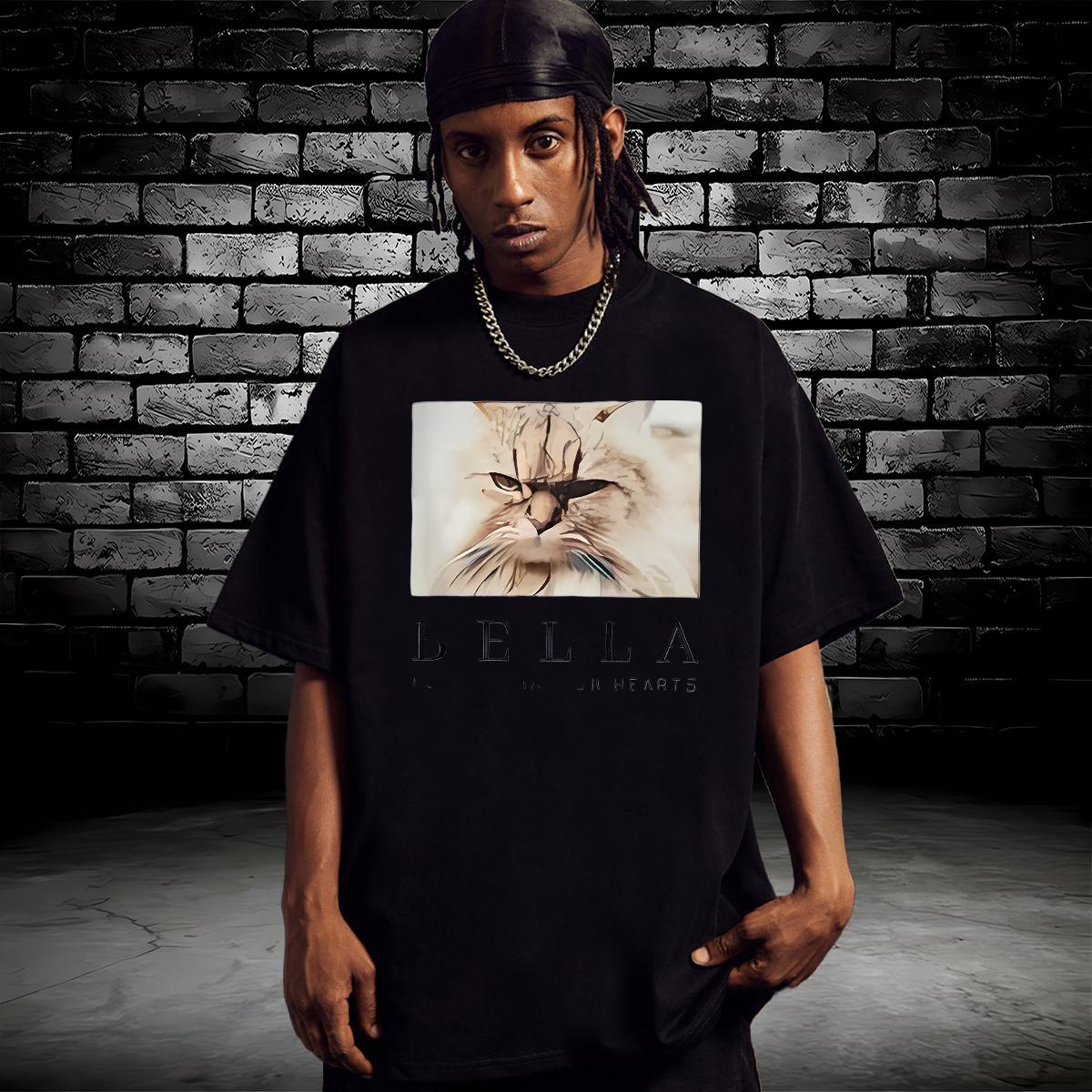 T-Shirts for Men 230g 100% Cotton cat Outdoor Breathable Short Sleeve Oversized 3XL 4XL Couples T Shirts Fashion Casual TOP Quality Tops Shirt