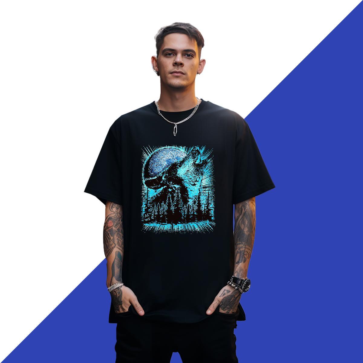 Soft Men Tops Tees 230g Pure Cotton Daily Outfit wolf White Plus Size O-Neck Short Sleeve Fashion Casual Man T Shirts Tee Shirt