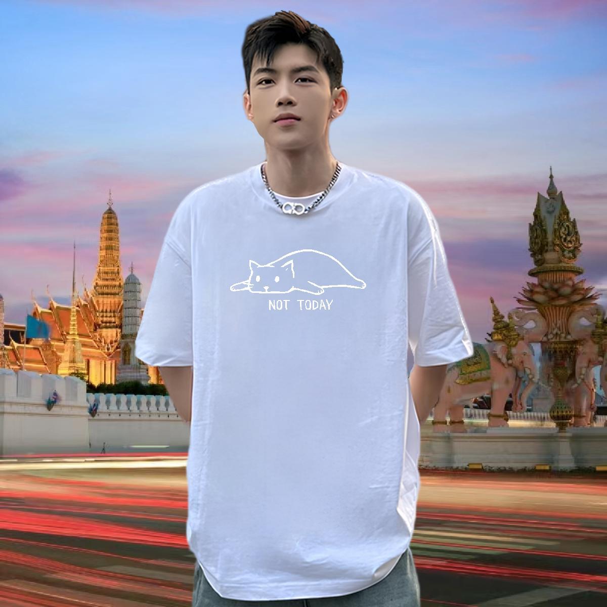 DIY T-Shirts 100% Cotton 230g cat Street Casual Tops Shirt Breathable Crew Neck TOP Quality Mens Tshirts Custom Big Size