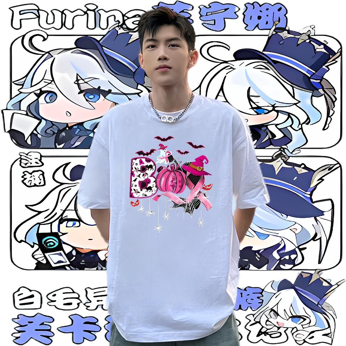 Fashion New T shirt 230g Cotton halloween Street wear Hip Hop Tees Shirts Pure Cotton Loose Couples T Shirts Custom Print Oversized