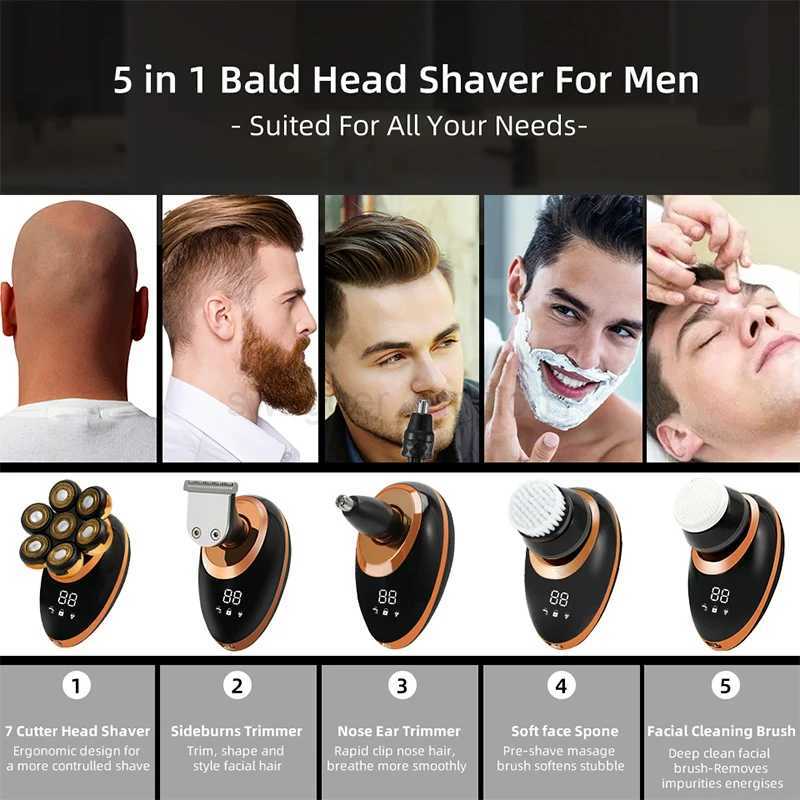 New Shaver For Men 7D Independently 7 Cutter Floating Head Rechargeable Waterproof Electric Razor Multifunction Trimmer For MenXJ240806