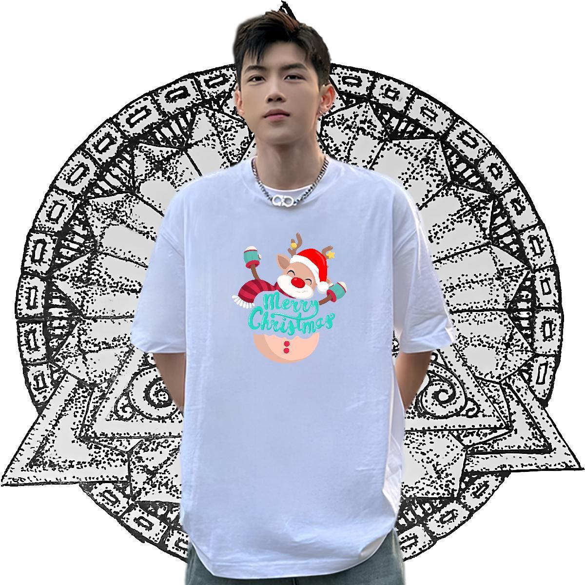 Designer Mens T Shirts 230g 100% Cotton Christmas Hip Hop Clothes Round Neck Short Sleeve Cool Design Men Tees DIY Logo Oversized