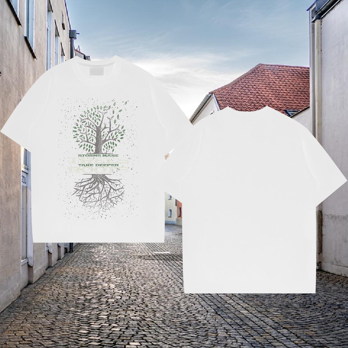 Custom Mens T Shirts 230g Cotton tree Daily Outfit Wear Crew Neck Loose Men Tees DIY Printed