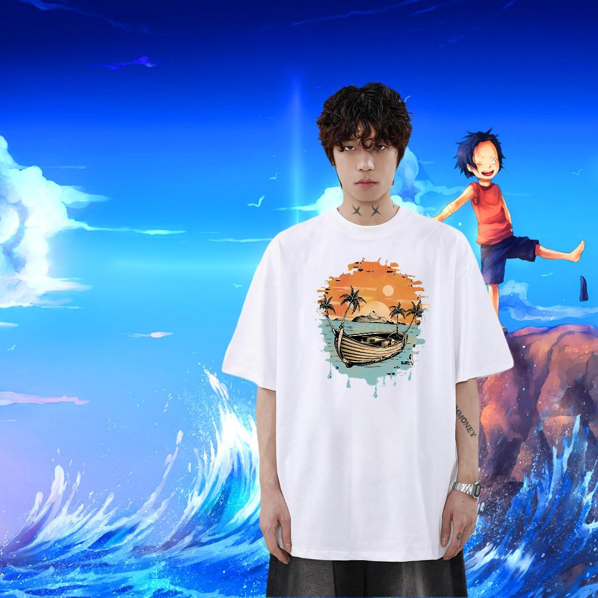 Free Shipping Tshirt for Man Woman 230g Pure Cotton High Street Hip Hop boat Graphic Breathable New T Shirt For Man Tee Shirt